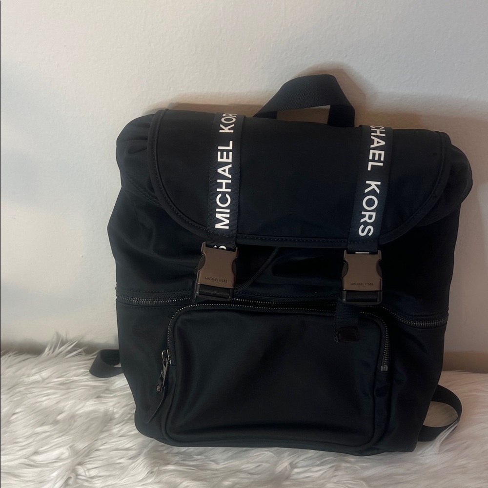 Michael Kors Black Backpack with Logo Straps